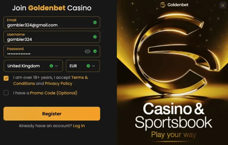 Goldenbet registration flow overview